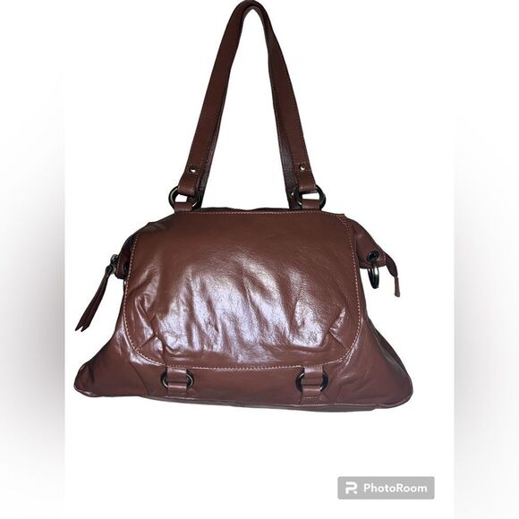 LATICO BROWN LEATHER WOMENS SHOULDER BAG W/DETACHABLE STRAP - Picture 1 of 12